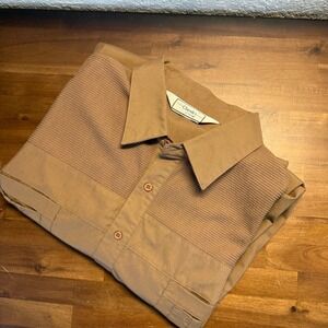 Classics by Palmland Men's 3XL T Brown Short Sleeve Collared Shirt Two Pockets